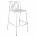 Bfm Seating BFM Key West White Vertical Slat Powder Coated Aluminum Stackable Outdoor / Indoor Bar Height Chair 163PHKWBSWH